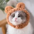 Cute bear ear plush cat headgear hat for small dogs and cats birthday party accessory - One Size / Bag Packaging / Brown