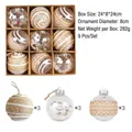 Set de 9 bolas de Navidad decorativas en oro y blanco con motivos renos y encaje - Estilo 1(R2-25) / Juego de 9 Piezas