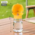 Portable dog water bottle for outdoor walking, 300ml yellow pet travel dispenser - Yellow