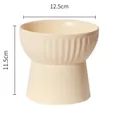 Gamelle surélevée en céramique beige, diamètre 12,5 cm et hauteur totale 11,5 cm - Bol à pied haut bouche plate / 1 Pièce / Kaki
