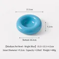 Cuenco de cerámica para mascotas azul brillante en forma de bagel para perros y gatos - Azul Brillante / M