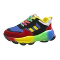 Sneakers chunky multicolore da donna con suola platform arcobaleno e lacci vivaci - 35 / Blu