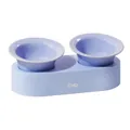 Erhöhtes Doppelnapf-Set für Haustiere in Pastellblau und Lila für Katzen und kleine Hunde - Blau / Doppelschüssel Set
