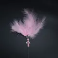 Interactive cat teaser toy featuring soft pink feathers, beads and jingle bells - Feather Bell Teaser / Pink