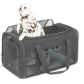 Breathable foldable gray soft-sided pet carrier bag for cats and small dogs travel use - Size: 43cm*28cm*28cm / Black