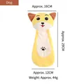Cute cartoon yellow dog squeaky plush toy showing dimensions 29x16cm and 44g weight - Dog / Yellow