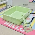 Light green rectangular open cat litter box with matching sifter scoop, 38x28.5x10cm - Open Rectangle Litter Box / 38.5x28.5x10cm / Green