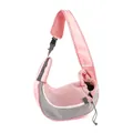 Breathable pink and grey mesh pet sling carrier with adjustable strap for small dogs and cats - Rose Pink