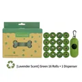 Geparfumeerde biologisch afbreekbare hondenpoepzakjes, 16 rollen met 1 dispenser - Box (16 Rollen + Dispenser) / 16 Rollen/Pack (Met Dispenser) / Legergroen