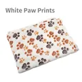 Soft white coral fleece pet blanket with brown paw print pattern for dogs and cats - Size S 25x25CM / Beige Paw Print