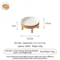 Bol en céramique pour animaux avec support en bambou à quatre piliers pour chats et chiens - Bol Unique Style Bas (Blanc Pur) / Taille 6 Pouces / Blanc