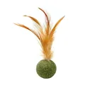 Natural catnip ball toy with feathers for feline dental health and interactive play - Feather Catnip Ball