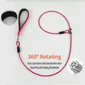 Detail showing the heavy duty steel wire core and 360 degree swivel of the dog leash - Webbing Handle Slip Lead (Double Buckle) / 70cm Length (5mm) / Rose Red