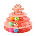 Vierstöpfiges Katzen-Turm-Spielzeug mit bunten, interaktiven Glockenbällen in Korallenorange - Ohne Katzenangel / 23.5*20cm / Rot