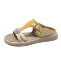 Modische Plateau-Sandalen für Damen mit Strass und weicher Sohle für den Sommer 2024 - 35 / Gelb