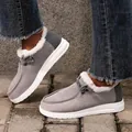 Bottes d'hiver en velours côtelé gris avec doublure en fausse fourrure blanche - 35 / Gris