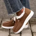 Bottes de neige à plateforme marron avec doublure en polaire blanche chaude - 35 / Café