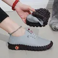Chaussures plates confortables en cuir souple gris clair avec une semelle en caoutchouc souple - 35 / Gris Ardoise
