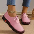 Mocassins roses confortables en cuir souple pour femmes avec une semelle en gomme - 35 / Rose