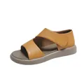Sandalias de plataforma amarillas cómodas para mujer con suela blanda y cierre de velcro - 35 / Amarillo