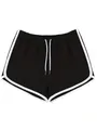 Pantalones cortos deportivos negros para mujer con ribetes blancos y cordón ajustable - S / Bottoms / Negro