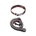 Robustes Hundehalsband und Leinen-Set mit rot-schwarzem Zickzack-Muster für Haustiere. - Halsband und Leinen Set / 1.5*120 / Rot