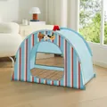 Bonita tienda de campaña de rayas azules para perros pequeños y gatos con alfombra de verano - M / Estándar con Alfombrilla Refrescante