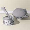 Cuillère grise multifonctionnelle en forme d'os et couvercle de boîte pour chat - Pack Combiné Gris