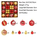 44-piece red and gold Christmas ball ornament set with mixed patterns and sizes. - 44 Pieces / Red & Gold