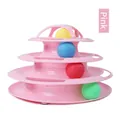 Four-layer pink interactive cat turntable tower toy with four colorful rolling balls - 4 Tiers / OPP Bag / Pink