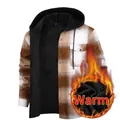 Chemise à capuche à carreaux marron pour homme avec doublure épaisse en polaire noire - 3XL / Hauts / Plaid Marron et Blanc (JM319-15)