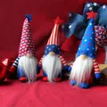 Set of three patriotic Independence Day gnomes decorated with stars and stripes design - Independence Day Striped Cap (C3-1/2/3)