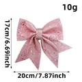 Large sparkly pink glitter bow for Christmas tree decoration, size 20cm by 17cm. - Pink Style (Y3-9)