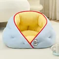Acogedora cama de felpa azul claro y amarilla para perros pequeños y gatos decoración - M / Estilo para Todas las Estaciones / 48*45cm / Westie Azul Amarillo