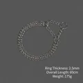 Stainless steel double P-chain dog collar, 2.5mm wire thickness and 60cm length - Double Row Slip Chain / 2.5mmx60cm