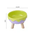 Elevated ergonomic pet bowl with wooden legs, eggshell design, 14.2x9cm dimensions - Standard Type / Eggshell Raised Bowl (Purple Green)