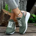Close-up detail of olive green platform sneakers featuring a side zipper and white laces - Light Green