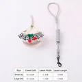 Grey checkered cat harness and leash set with cute cherry decoration for small dogs - S / Gray
