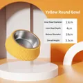 Ingwergelbe Haustierschüssel aus Edelstahl mit römischer Säulentextur und 18 cm Boden - Runde Römische Säule / Kurkuma