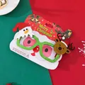 Montura de gafas de Navidad verde con purpurina, muñeco de nieve y reno para fiestas - Reno y Muñeco de Nieve (S2-21)
