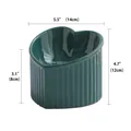 Dark green heart-shaped ceramic pet bowl with slanted opening and 14cm width dimensions - Slanted Bowl / Dark Green