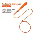 Detail view of orange P-chain dog leash showing rope length, weight, and thickness - 120cm (6mm) / Orange Red