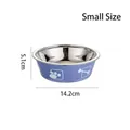 Small stainless steel pet bowl in blue with paw and bone patterns, 14.2cm diameter - S / Blue