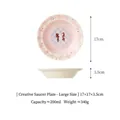 Ciotola in ceramica rosa con coniglio per animali, grande stile disco volante, 200 ml - Piatto UFO Grande