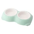 Modern double cat bowl set in mint green with non-slip base for small dogs and cats - Medium (26*16*4) / White Bowl / Green
