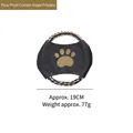 Durable braided cotton rope dog frisbee toy with gold paw print design, 19cm - Claw Print Cotton Rope Frisbee
