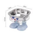 Square stainless steel pet bowl with cute cartoon legs stand for cats and dogs blue - Big-Eyed Transparent Square Stainless Steel Elevated Bowl / Blue