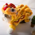 Traditionelles gelbes chinesisches Löwentanz-Kostüm für Haustiere, warmes Plüschoutfit - S / Gelb