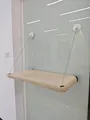 Sturdy beige plush cat window hammock with four strong suction cups for glass windows. - Plush Style / Beige