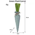 Handmade green plaid fabric Easter carrot decoration with twine bow, measuring 24cm tall - Green Plaid Carrot